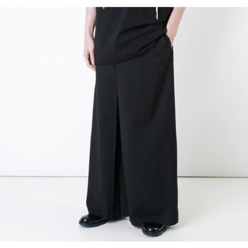 27-44 2019 New men clothing Hair Stylist fashion singer Bell-bottoms loose Wide Leg Pants skirt pants plus size costumes