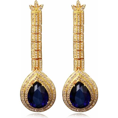 64mm Luxury Zircon Big Water drop Earrings Sparkling AAA Cubic Zirconia Fashion Bridal Wedding Party Earrings