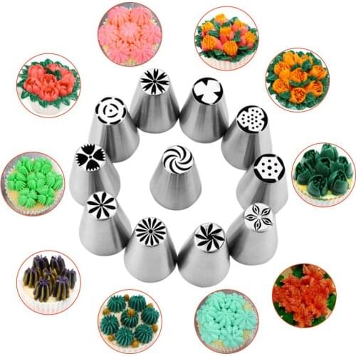 Free Shipping 11pcs Stainless Steel 18/8 Cake Decoration Russian Flower Icing Tips Set