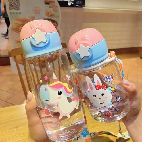 Children Water Cup Straw Cup Kindergarten Anti-fall Baby Summer Portable Water Bottle Summer Outing Bottle Cup