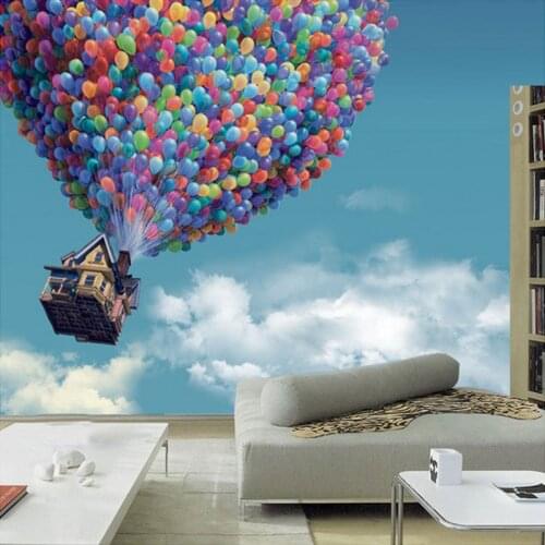 Large Mural Living Room Childrens Bedroom Sofa Backdrop Customized 3D Photo Wallpaper Blue Sky Hot Air Balloon Mural Wall Paper