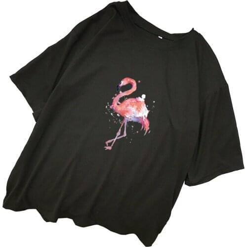Flamingo T Shirts Women Summer Causal Harajuku Kawaii Cartoon T-Shirt Short Sleeve O-neck Tops Korean Ulzzang Streetwear Clothes