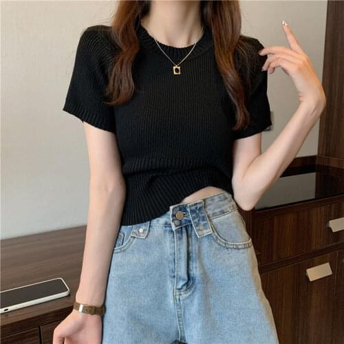 Short white T-shirt for women in spring and summer women sexy tops clothes women plus size Broadcloth SHORT Summer
