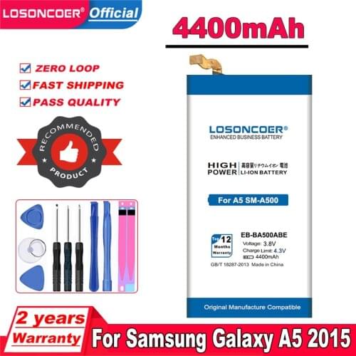 LOSONCOER 4400mAh EB-BA500ABE Battery For Samsung Galaxy A5 2015 A5000 A5009 A500F A500H SM-A500F A500K SM-A500FU SM-A500