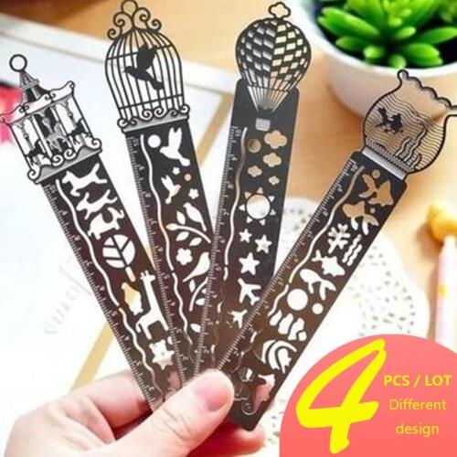 1pcs Metal rulers multi-function stencils Bookmarks Creative stationary school Diary&journal supplies