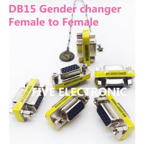 DB15 MINI Gender Changer, VGA Connector, Direct Connection DB15 to DB15, 3rows 15pins