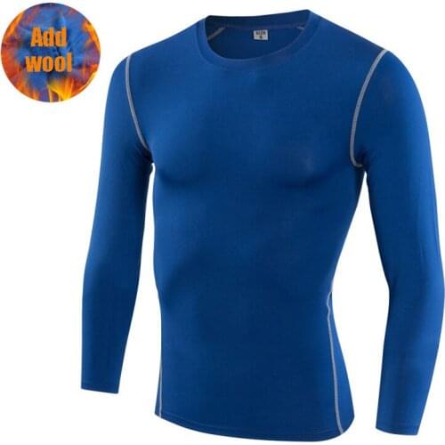 Mens T-Shirt Sports Long Sleeve Fleece TShirt Plush Velvet Fitness Tops Tee Training Sports Tshirt Active Base-layer Winter Mens