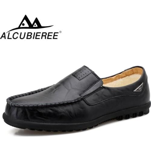 Winter Warm Fur Casual Shoes Men Loafers Luxury Brand 2020 Genuine Leather Driving Shoes Men Italian Formal Shoes Man Moccasins