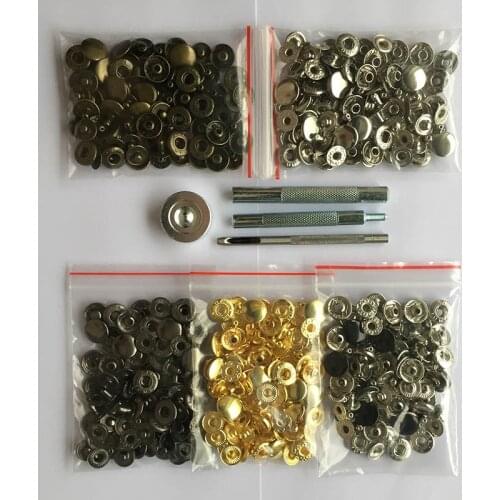 120set Metal Snap Buttons 5colors Available + 4 Tools Metal Press Studs Snap Fasteners for Sewing Leathercraft Clothes Bags Belt