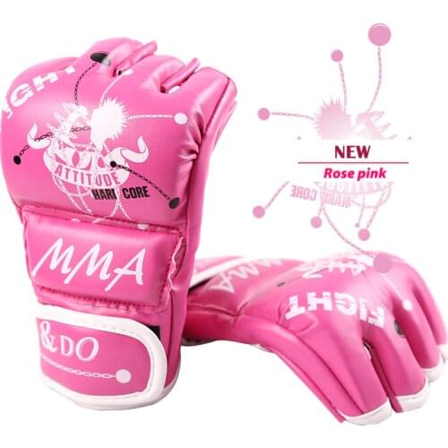 Girls MMA Gloves Women Grappling Martial Arts Sparring Punching Bag Ladies Cage Fighting Maya Hide Leather Mitts Girls Combat