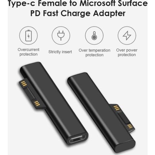 USB Type C PD Fast Charging Plug Converter for Microsoft Surface Pro 3 4 5 6 Go USB C Female Adapter Connector for Surface Book
