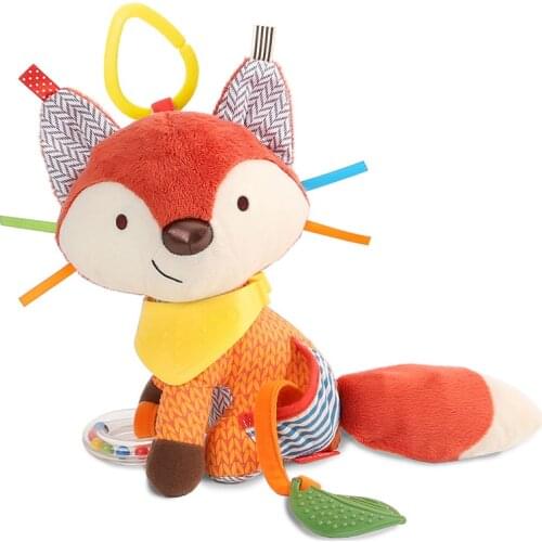 1PC Cute Fox Rattles Plush Stuffed Rattles baby toy Stroller Car Toys Clip Lathe Hanging Seat & Stroller Toys for children