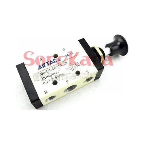 Pneumatic Push Pull Valve 1/4" 5 Port 2 Position Hand Operated Lever Control Manual Solenoid Valve 4R210-08