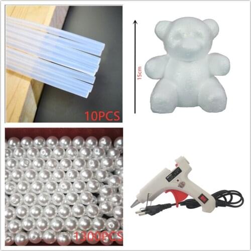 DIY Gift for Valentines Day Foam Bear Mold Artificial Imitation Pearls Bear Toy Wedding Decoration Gifts