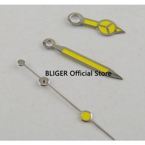 Luxury Brand New Silver Color Stainless Steel Edge Yellow Luminous Watch Hand for DG Mingzhu 2813 Miyota 8215 8205 821A Movement