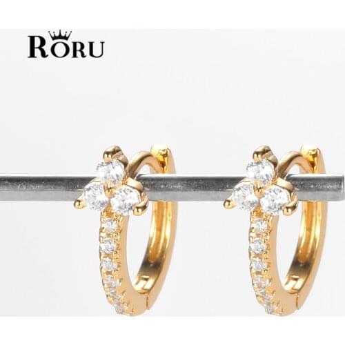 Sterling 925 Silver Earrings Shiny AAA Zircon Crystal Small Hoop Earrings Gold Platinum for Women Birthday Fashion Jewelry Gift
