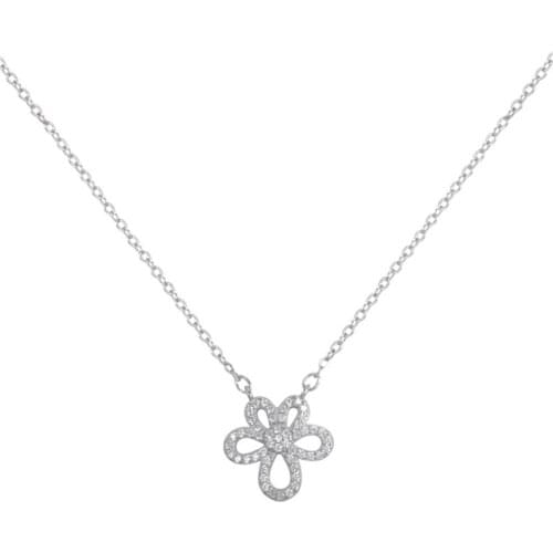 SILVERHOO 925 Sterling Silver Sparkling Flower Pendant Necklaces For Women 5A Crystal Zircon Necklace Charms Silver Jewelry