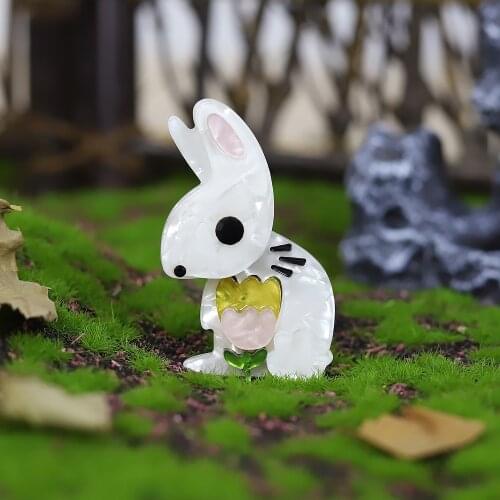 Custom Lovely Acrylic Animal Pins Rabbit Patch Brooch For Women Girls Dress Bag Ornaments Daily Holiday Accessories Birth Gifts