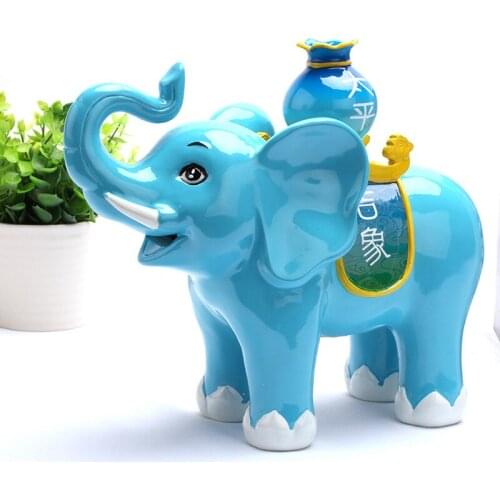 Modern Home Accessories Blue Elephant Decor Piggy Bank Decoration Resin Crafts Business Gifts Living Room Desk Decor Ornaments