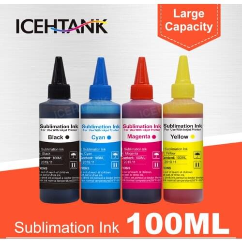 ICEHTANK For Epson S22 WF4630 WF4640 WF5110 Printers Universal Heat Transfer Ink Heat Press Sublimation Ink 4 Color × 100ML