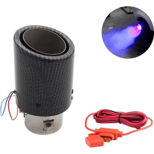 High Quality New Universal Car LED Exhaust Pipe Modified Red/Blue Light Flaming Straight Single Outlet Tail Throat Modification