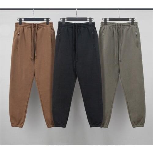 High Quality Kanye West Wahed Heavy Cotton Fleece Sweatpants Hip Hop Zip Jogger Pants Two-Pocket Styling
