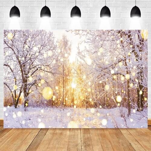Yeele Winter Snow Photocall Forest Light Bokeh Sun Baby Photography Backdrops Photographic Backgrounds For Photo Studio Props