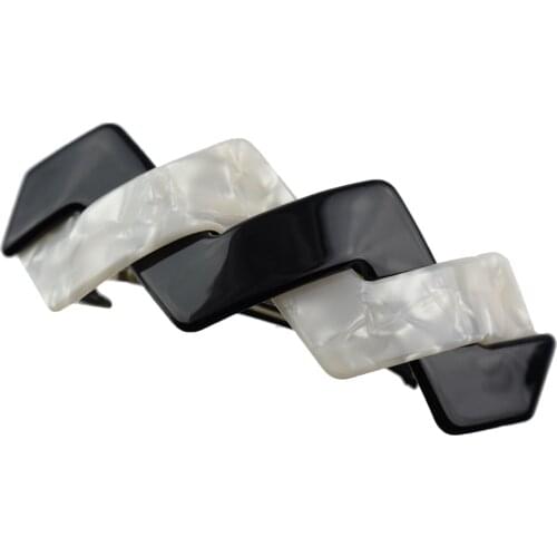 Patchwork Rectangle Automatic Spring French Barrette Clip Ponytail Holder