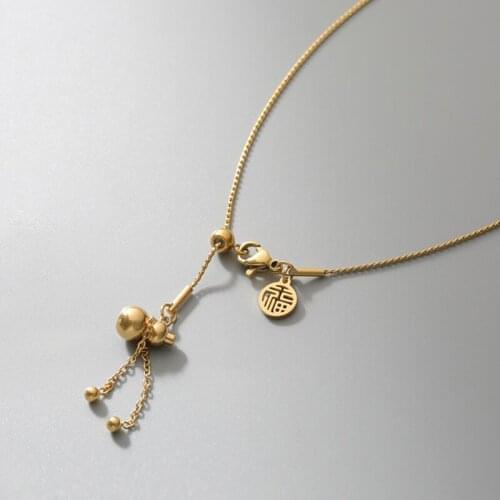 Vintage Gourd Locket Necklace Titanium Steel Necklace for Women Gold Plated Stainless Steel Jewelry Free Shipping Items Fashion