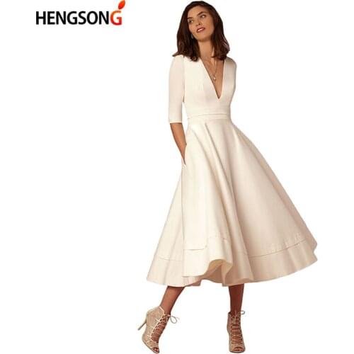 Vintage Autumn Summer Dress Women New Casual Elegant Dress Female Sexy V Neck Long Party Dresses