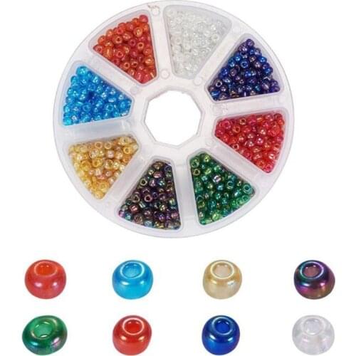 1Box 8 Colours 4mm mixed color glass Mini Loose beads For diy handmade stained glass seed beads beaded jewelry accessories