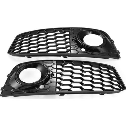 1Pair Car A4 Fog Light Cover Grille Grill Honeycomb Mesh Fog Light Lamp Open Vent Grille For Audi A4 B8 RS4 Style 2009-2012