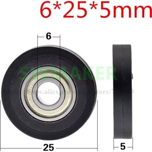 10pcs 6*25*5mm TPU polyurethane, PU coated pulley, wear-resistant automatic rolling pulley, 696 bearing roller flat wheel