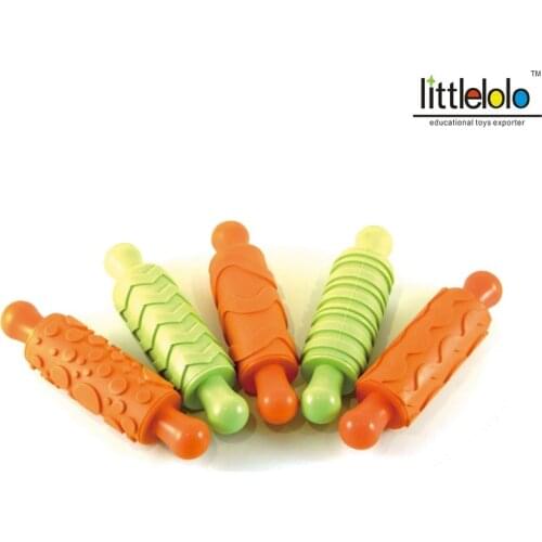 Baby kids toy Educational drawing toy DIY Flower Decoration Roller Brush Plasticine model rolling pin plasticine clay mold 5pcs