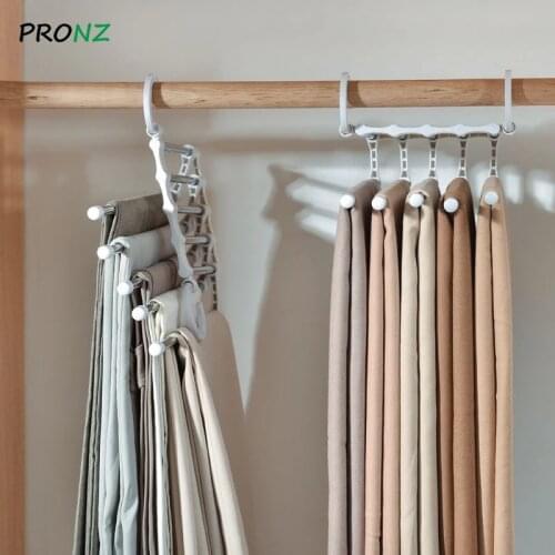 5 in 1 Multi-functional Trouser Storage Rack Adjustable Pants Tie Storage Shelf Closet Organizer Stainless Steel Clothes Hanger