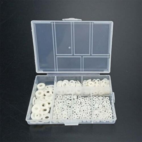 500Pcs M2 M2.5 M3 M4 M5 M6 White Plastic Nylon Washer Flat Spacer Washer Seals Gasket Ring 6 Sizes
