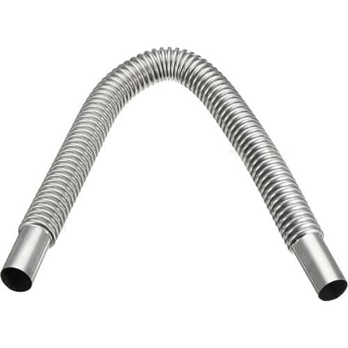 60cm Car Stainless Steel Material Exhaust Pipe Corrugated Round Pipe Parking Silencer Diesel Heater Silver