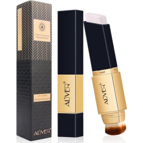 ALIVER Facial Concealer Stick Double-headed Temperature Changed Foundation Base Brightening Moisturizing Concealer Makeup TSLM1