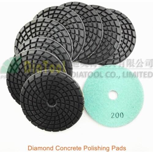 DIATOOL 9pcs 4inch Diamond resin bond concrete polishing pads #200 Renew Sanding Disc