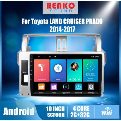 REAKOSOUND 2 Din Car Radio For Toyota LAND CRUISER PRADO 2014 2015 2016 2017 Multimedia Android 8.1 Video Player GPS Navigation