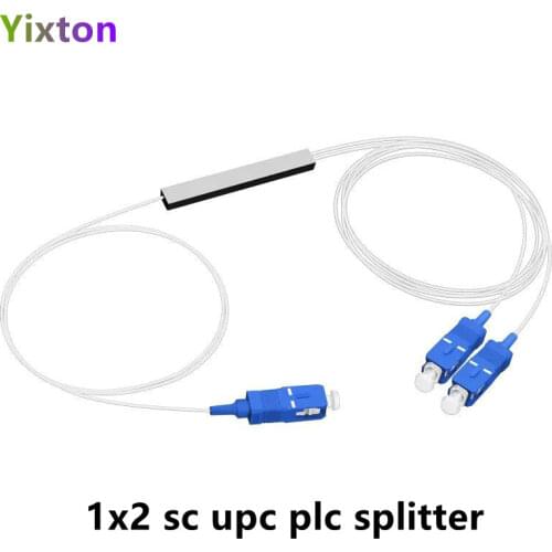Free Shipping 10pcs/lot 1x2 Splitter Mini Blockless 0.9mm Steel Tube 1:2 SC/UPC Connector Fiber Optic PLC Splitter