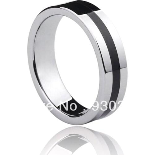 Free shipping Tungsten Gold + Black Silicone Ring Jewelry wedding bands for man tail ring