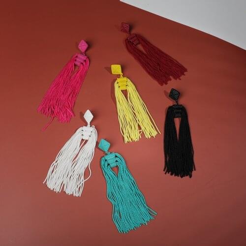 Bohemia Ethnic Handmade Beads Tassels Earring for Women Fashion Fringed Long Statement Dangle Earring Boho Female Jewelry