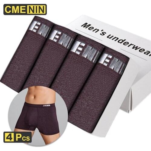 CMENIN 4Pcs/lot Free Shipping Cotton Boxer Mens Underpants Breathable Mans Underwear men Boxershorts Men Long boxer Gift CM007
