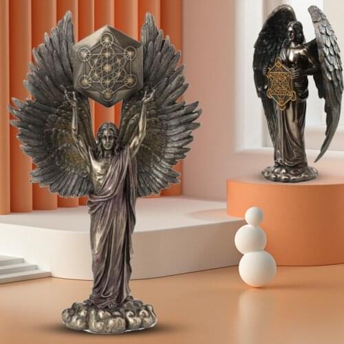 Bronzed Seraphim Resin Statues Six-winged Guardian Angel With Sword And Serpent Big Wings Angel Statue Home Decoration