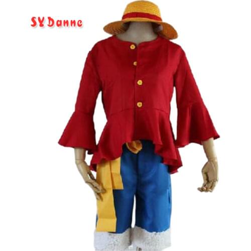One piece Monkey D. Luffy Cosplay Costumes Shirt Pants Wigs Shoes Summer Clothing Set For Halloween Party Christmas
