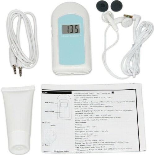 CONTEC Baby Sound B Doppler Fetal Heart Rate Monitor Home Pregnancy Heart Rate Detector LCD Digital Display Blue