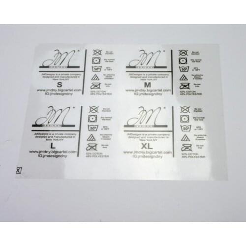 Heat transfer labels are best on sporty t-shirts, athletic wear or baby items like newborn bodysuits