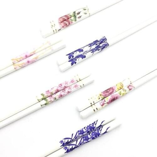 Porcelain Chopsticks Ceramic Tongs Chopsticks Sushi Sumpits New Design Chinese Environmental Tong Bone Delica Cutlery 2pairs/set