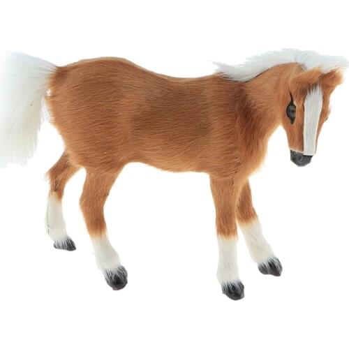 Simulation Faux Fur Horse/ Cat Model Kids Educational Toy Handicraft Collection Home Ornament